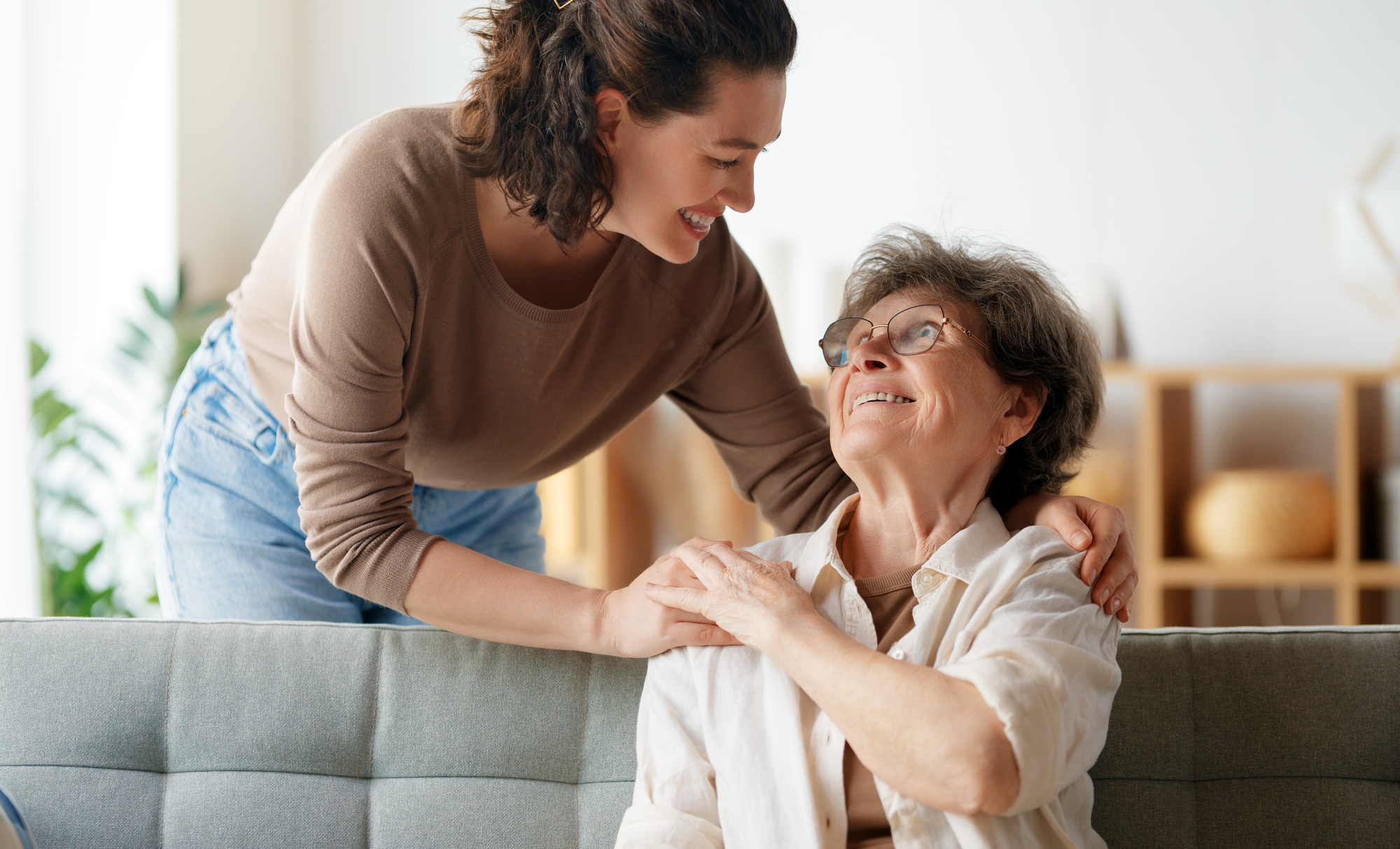 Happy patient and caregiver