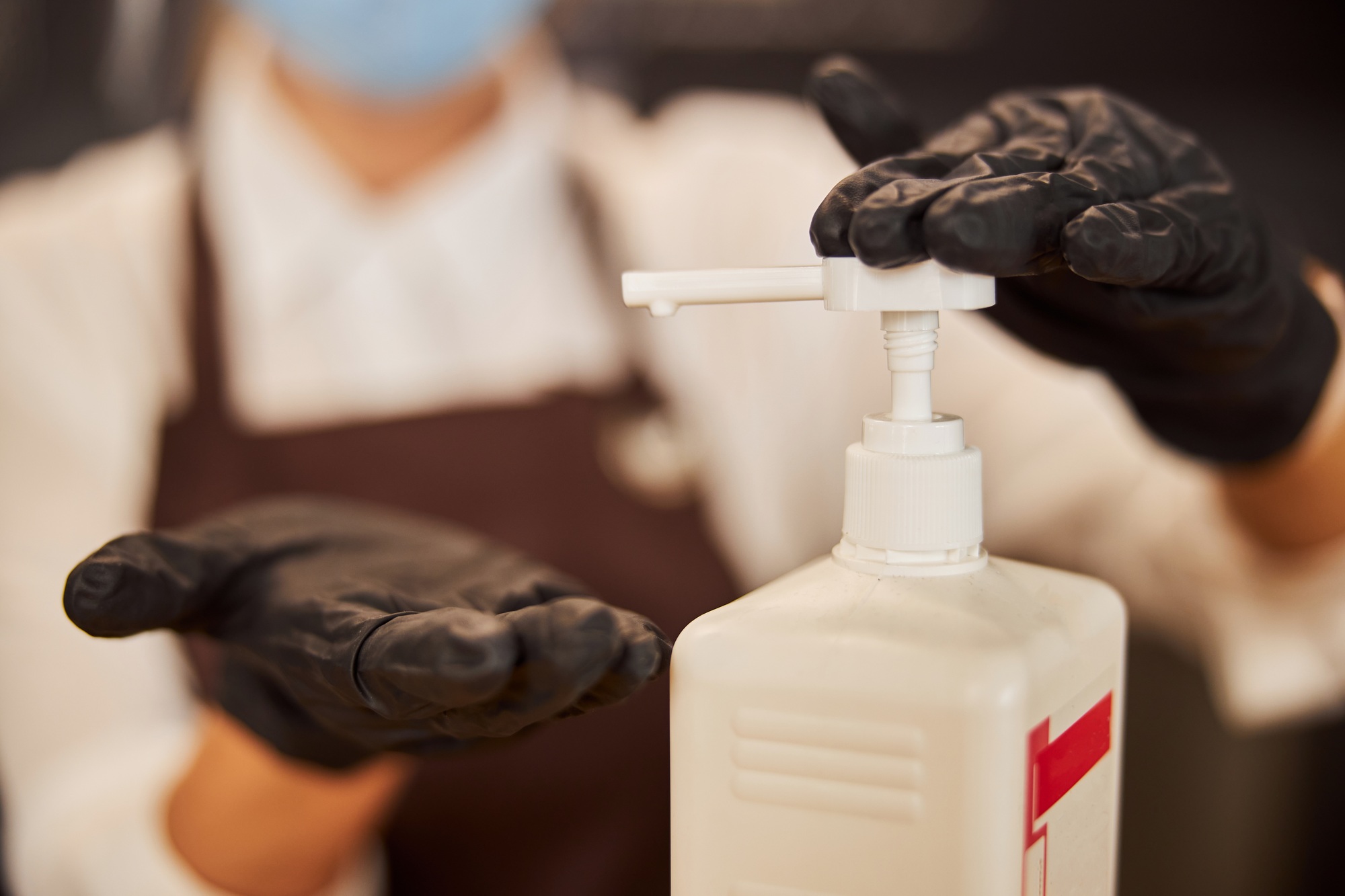 Using sanitizing substance at work during the pandemic